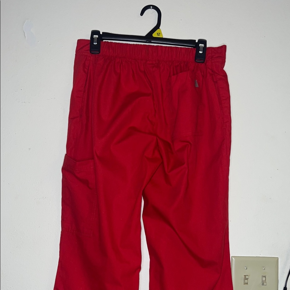 Red Elastic Waist Pants scrub pants- 5 pockets- cute and feminine.
